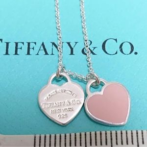 COPY - Pink Tiffany and co. double heart pendant